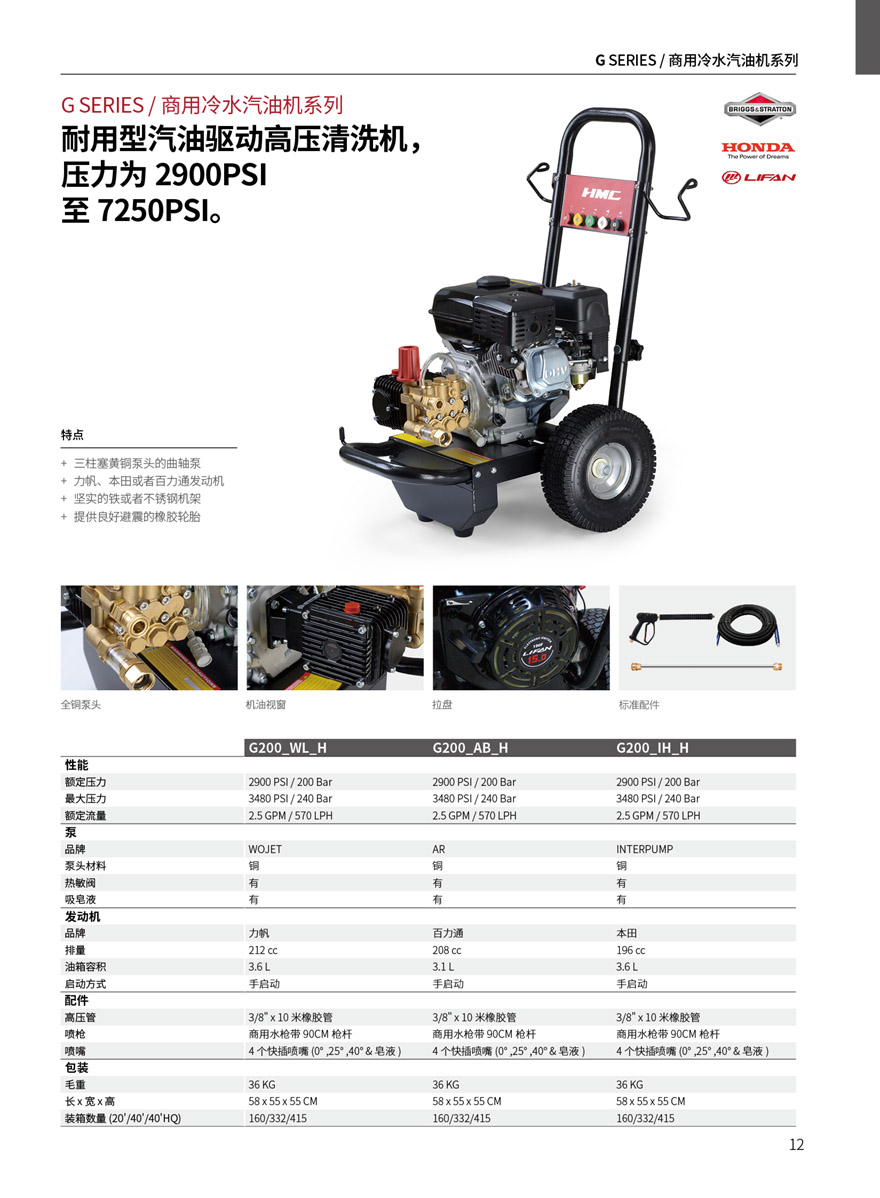 勁邦Jinbom 冷水電機驅動(dòng)高壓清洗機G200